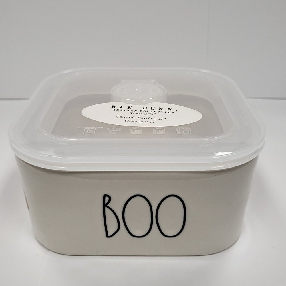 Rae Dunn Boo ceramic bowl with lid